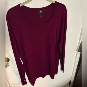 JM Collection Rich Burgundy Long Sleeve Top